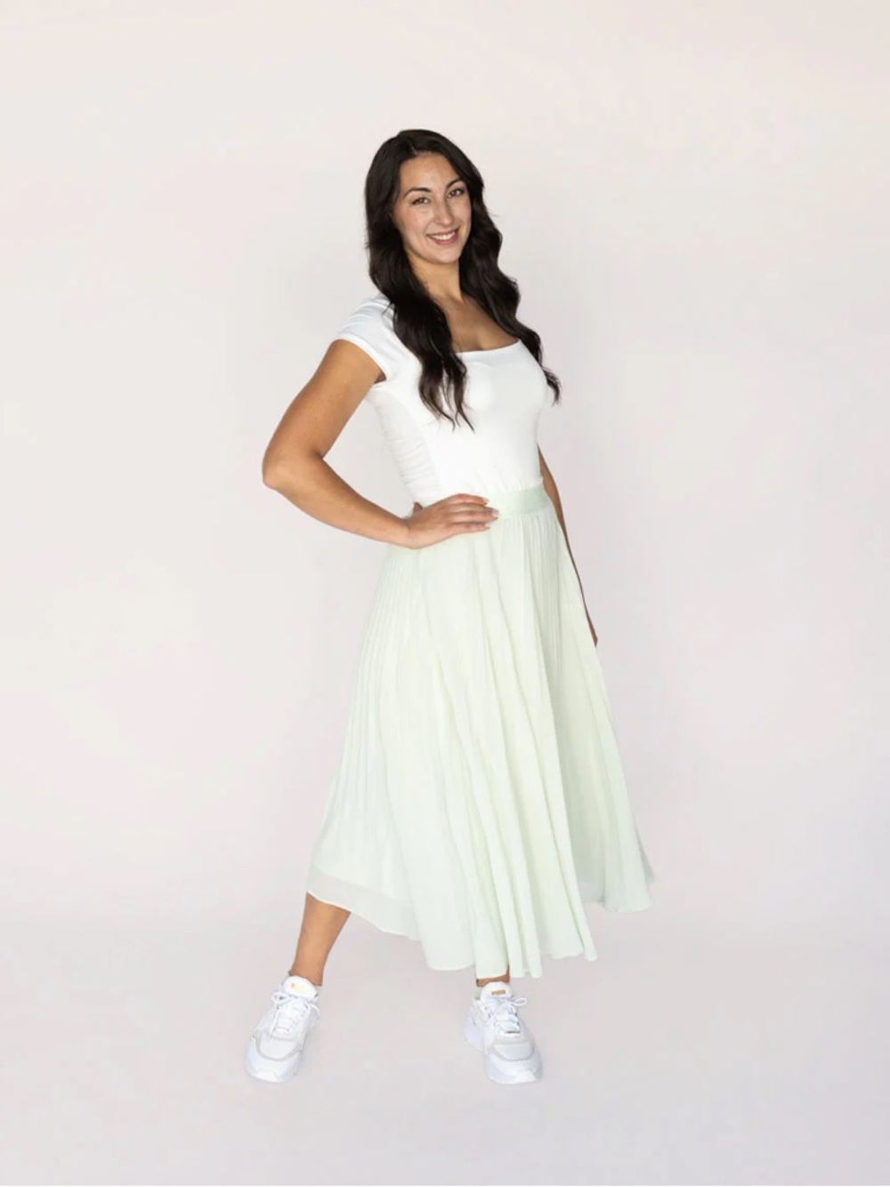 Gentle Fawn X Jilly Box ‘Serenade’ Pleated Midi Skirt in Lily NWT